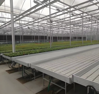 Grandes tables et plateaux hydroponiques agricoles, bancs à double couche roulants en ABS, système d'irrigation par flux et reflux