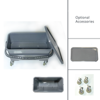 EcoClean Serpillère à raclette professionnelle robuste 25L personnalisée pour vitres, seau rectangulaire mobile avec roues et grille pour le nettoyage de l'eau