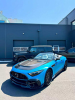 Kit carrosserie en fibre de carbone pour Mercedes-Benz SL63, style MSY, haute qualité, comprenant lèvre avant, jupes latérales, diffuseur, aileron et extension d'aile.