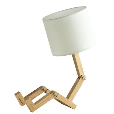 zhongshan Reading Study Desk Light Robot Shape Design Bedside Lamps Home Decor Wood Table Lamp