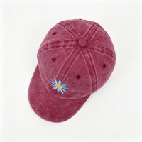 Casquette de baseball brodée motif dessin animé en promotion, vente en gros, 6 panneaux, motif floral, LOGO personnalisé, casquettes de baseball vierges, petit chapeau de papa marguerite