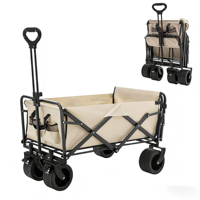 Chariot de transport pliable à quatre roues en acier carbone pour le camping en plein air, les courses et le jardin
