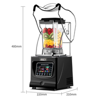 Mixeur Commercial Haute Puissance Baiwin, Broyeur à Glace Industriel Silencieux, Machine à Jus avec Couvercle Anti-Bruit pour Salon de Thé aux Perles