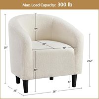 Ensemble de 2 chaises d'appoint Sherpa ivoire Chaises club en fourrure avec accoudoir rembourré doux pour salon chambre bureau ou salle d'attente