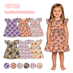 Abito per Bambini Personalizzato OEM per Halloween, <span class=keywords><strong>Vestito</strong></span> Autunnale per Bambine con Stampa <span class=keywords><strong>Zucca</strong></span> e Bambù, Set di Abbigliamento Boutique per Bambini all'Ingrosso - Product Image 1