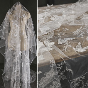 Tissu en dentelle papillon noir, tissu en <span class=keywords><strong>tulle</strong></span> brodé floral papillon, maille transparente multicolore pour <span class=keywords><strong>couture</strong></span> DIY - Product Image 6