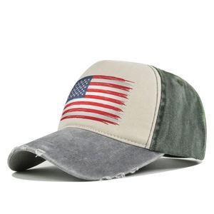 En stock – Casquettes de baseball en coton délavé style « Dad Hat » avec logo imprimé drapeau américain, en promotion - Product Image 4