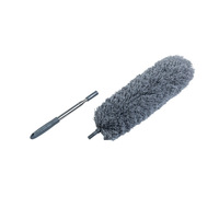 Plumeau télescopique en microfibre - Tête douce grise + Manche en acier inoxydable, idéal pour le dépoussiérage de la maison, de la voiture et des plafonds