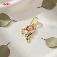 Pendentif Cœur Rose CZ Charmant en Alliage Plaqué Or 18K pour Maman, Idéal pour Cadeau et Vendeurs de Bijoux de Fête