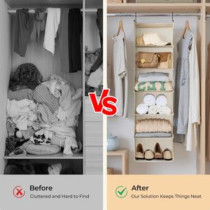 6 <b>Shelf</b> Hanging Closet Organizer 33x15x85cm Foldable Storage For Behind Doors On Walls Non Woven Fabric - Product Image 6