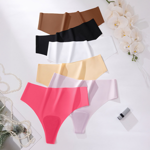China Fabrik Sofort Lieferbar Einfarbiger Eisseide Tanga mit Niedriger Taille Nahtlos Übergröße Damen Anti-Scheuer Yoga Unsichtbare Unterwäsche 0XL-4XL - Product Image 1