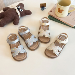 Sandali Estivi per Bambine con Punta Aperta, Nuove <span class=keywords><strong>Scarpe</strong></span> da Spiaggia con Suola Morbida, Versatili <span class=keywords><strong>Scarpe</strong></span> da Principessa con Strass - Product Image 1