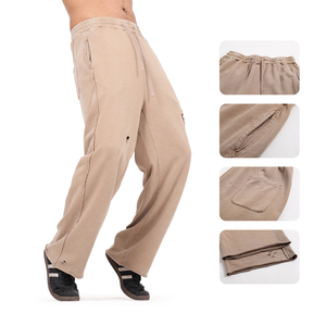 Pantalones de chándal rectos para hombre, estilo vintage, con lavado ácido y efecto desgastado, de algodón, corte holgado, estilo cargo, servicio OEM - Product Image 2