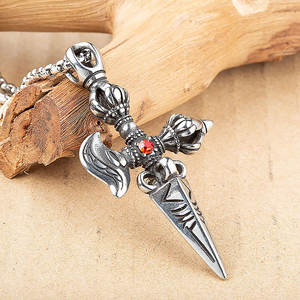 عقد من مصنع Dongguan من الفولاذ المقاوم للصدأ قلادة عتيقة على شكل سيف قلادة صليب أرثوذوكسي قوطي - Product Image 5