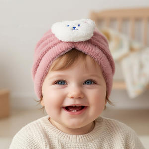 Neue Europäische und Amerikanische Plüsch-Babymütze, Niedliche Einfarbige Bären-Kindermütze, Herbst- und Winter-Warme Säuglingsmütze - Product Image 2