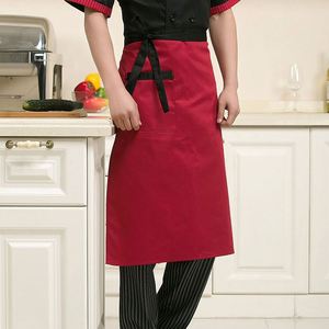 Tablier de bistro vertical en polyester-coton de qualité supérieure, tablier demi-taille de qualité commerciale avec poche avant pour serveurs professionnels - Product Image 2