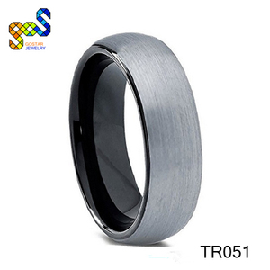 Nhẫn nam đính hôn/cưới bằng vonfram cacbua đen nguyên chất, bề mặt mờ chải, thương hiệu Gostar Jewelry - Product Image 6