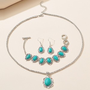 Fashion Vintage New <strong>Turquoise</strong> Necklace Earrings Bracelet Three Piece Set <strong>Jewelry</strong> Women - Product Image 5