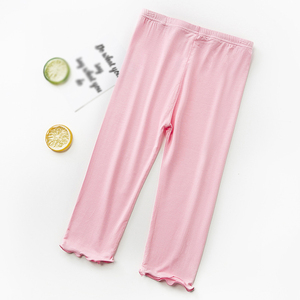 Pantalons d'entraînement d'été personnalisés pour enfants, pantalons skinny à volants pour enfants, leggings en modal de couleur bonbon pour filles - Product Image 4