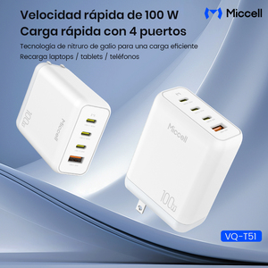 Caricatore Rapido GaN Miccell da 100W con Protocolli PD e QC, Certificazione UL, Spina USA per Laptop e <span class=keywords><strong>Smartphone</strong></span> - Product Image 2