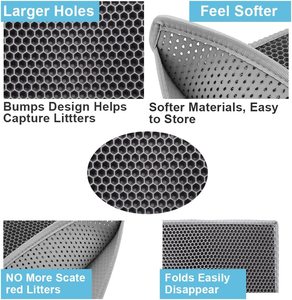 Custom Easy Cleaning Portable <b>Cat</b> Sand <b>Mat</b> for Litter Box, Non-slip Foldable Reusable EVA Pet Litter Leaking <b>Mat</b> - Product Image 4