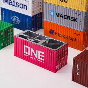 2025 Exhibition Showcase Luxury Gift Metal & <b>Plastic</b> Square Shipping Container-Shaped Temperature <b>Display</b> Pen Holder Card <b>Box</b> - Product Image 2