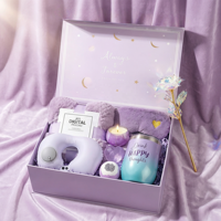 Coffret Cadeau Lunaire Purple pour Femmes, Cadeau de Soins Personnels Relaxants, Coffret Cadeau Spa avec Couverture Douillette, Cadeau Unique pour Noël, Fête des Mères, pour Elle