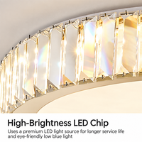 Plafonnier LED moderne de luxe 3 CCT en cristal, luminaire en acier inoxydable à montage en surface pour salon, chambre à coucher, décoration intérieure