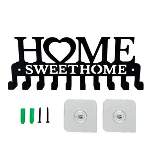 Porte-<span class=keywords><strong>clés</strong></span> <span class=keywords><strong>mural</strong></span> en métal noir avec crochets décoratifs pour manteaux et chapeaux, organisateur résistant à la rouille pour l'entrée - Product Image 4
