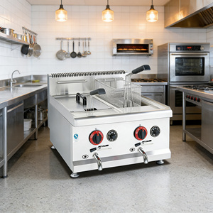 <span class=keywords><strong>Friteuse</strong></span> à <span class=keywords><strong>gaz</strong></span> professionnelle encastrable 12L+12L pour poulet et garri, à air chaud - Product Image 3