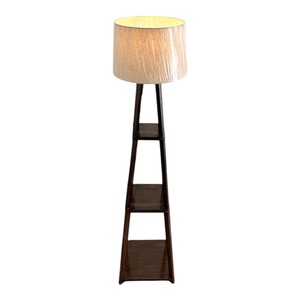 Contemporary White <b>Shade</b> <b>Floor</b> <b>Lamp</b> with Polished Wood Structure Decorative Standing Light <b>for</b> Home Office Bedroom Spotlights - Product Image 3