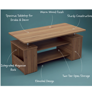 Table basse moderne en bois massif, table centrale pour la maison, le restaurant, le bureau, meubles élégants pour le salon avec bois de qualité supérieure durable