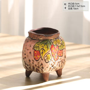 Maceta Decorativa de Cerámica con Diseño de Fresa, Boca Cuadrada, Textura Gruesa, para Plantas Suculentas, Durazno, Huevo - Product Image 4