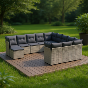 ชุดโซฟาหวายสีเทาเข้มสำหรับสวน 6 ที่นั่ง เฟอร์นิเจอร์กลางแจ้ง ทนทานต่อสภาพอากาศ ดีไซน์ร่วมสมัย - Product Image 2