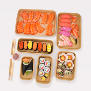 Food Grade Oilproof Kraft Paper Sushi Box With Clear PET Lid <b>Biodegradable</b> Disposable Takeaway Sashimi Dessert <b>Packaging</b> - Product Image 4