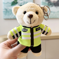 Vente en gros mini porte-clés en peluche 2024 mignon petit ours en peluche blanc porte-clés avec uniforme de police