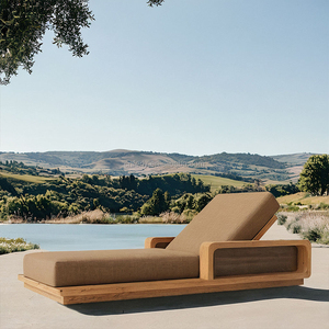Chaise longue en teck imperméable pour jardin extérieur Chaise longue polyvalente, confortable et durable en teck Chaise de plage pour <span class=keywords><strong>piscine</strong></span> d'hôtel - Product Image 2