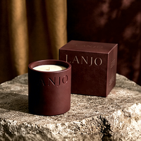 Bougie parfumée en cire de soja LANJO avec logo personnalisé, en pot, pour l'aromathérapie, la décoration et les cadeaux.