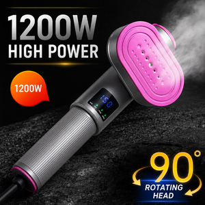 1200W Portable Handheld Garment <b>Steamer</b> with Digital Temperature Display 90°Rotating Head Dry Wet Ironing Travel Steam Iron - Product Image 2