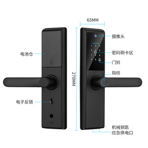 QLEUNG S821max <b>Smart</b> Door <b>Lock</b> Black Fingerprint Password Card App Control Interior Use - Product Image 2
