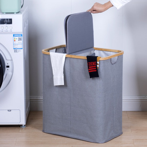 <b>Laundry</b> Hamper Gray 54x34x60Cm Foldable Oxford Cloth Rectangle <b>Standing</b> Type For Bathroom Clothing Organizer - Product Image 2