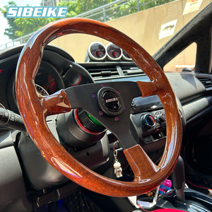 JDM Sport Classic Vintage volante in legno 14 pollici 350mm Universal Racing Flat Dish volante Flyer - Product Image 6