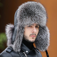 Sombrero Ushanka ruso de piel Real para hombre, moda de invierno, bombardero para exteriores, sombrero de esquí, sombrero de soldado estilo aviador