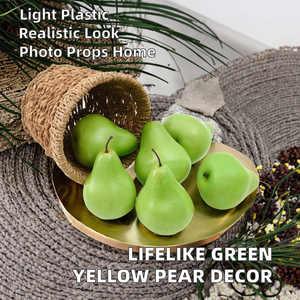 Poire artificielle verte et jaune réaliste en plastique, accessoires photo, décoration pour la maison, la cuisine, Thanksgiving, 11 cm, légère - Product Image 2