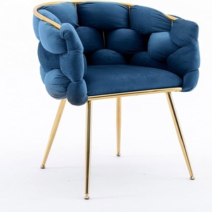 Sedia Moderna in Velluto con Schienale, Comoda Poltrona a Petalo per Trucco e Nail Art, di Lusso e Alta Qualità - Product Image 4