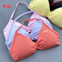 Soutien-gorge de yoga pour femme avec logo personnalisé, dos nu, très élastique, respirant, pour fitness, course à pied, débardeur de sport à col en V, vêtements de yoga, vente en gros