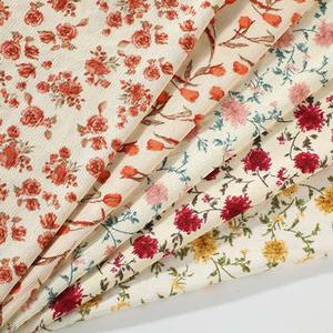 卸売コーデュロイ生地小さな花柄高品質ポリエステル生地レディース服ドレスホームテキスタイルバッグシャツ - Product Image 2