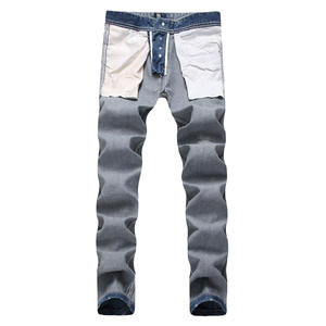 RNSHANGER Autumn Light Blue Men <strong>Jeans</strong> Casual Ripped Hole Straight Leg Men's <strong>Denim</strong> Pants Streetwear Plus Size 42 Male <strong>Jeans</strong> - Product Image 5