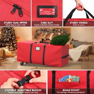 Large Artificial Anti-Tear Heavy-Duty 600D Oxford Cloth <strong>Xmas</strong> Christmas <strong>Tree</strong> <strong>Storage</strong> <strong>Box</strong> with Rolling Wheels - Product Image 6