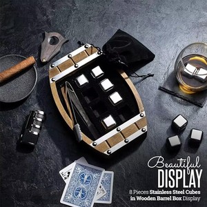 Ensemble cadeau de pierres à <span class=keywords><strong>whisky</strong></span> de luxe, 8 pièces, cubes de glace en acier inoxydable, boîte en bois, pierres réutilisables, accessoires de bar écologiques - Product Image 4